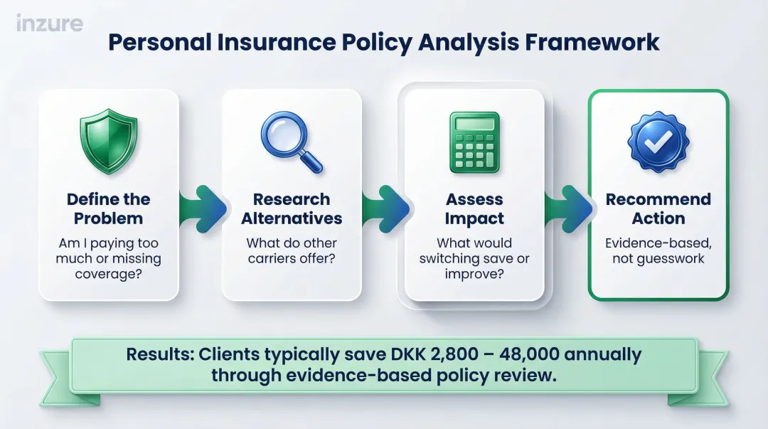 Policy analysis four-step framework applied to personal insurance review and savings