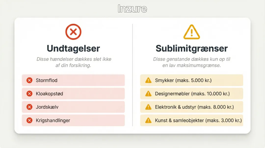 Insurance exclusions versus sublimit coverage gaps comparison infographic