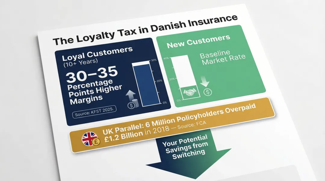 Loyalty premium penalty statistics showing loyal versus new customer insurance pricing gap