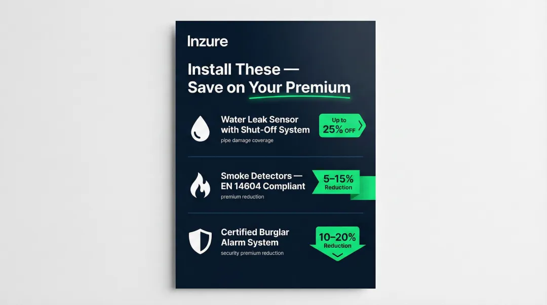 Home security features and insurance premium discount percentages breakdown infographic