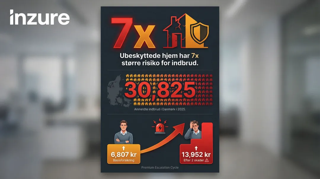 Danish home burglary statistics and insurance premium cost cycle infographic