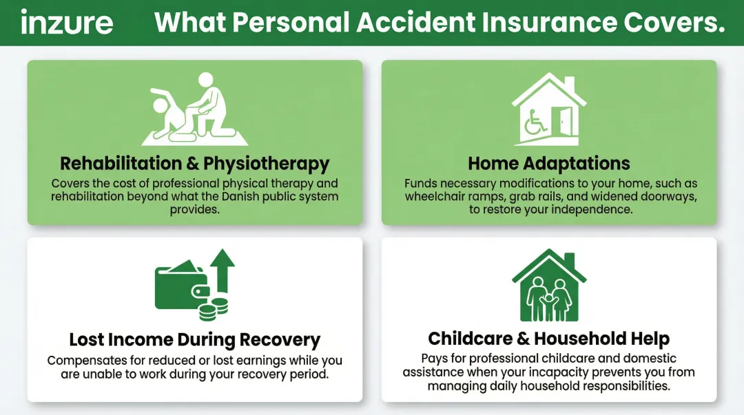 Four financial costs covered by personal accident insurance beyond Danish public healthcare