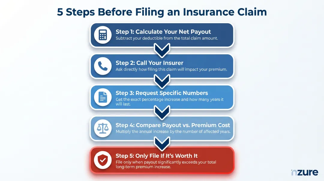 5-step claim evaluation process before filing homeowners insurance claim