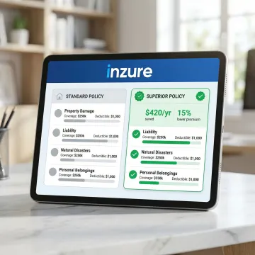 AI dashboard showing a side-by-side home insurance policy comparison with savings highlighted