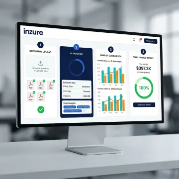 Step-by-step insurance policy audit process shown on a digital dashboard