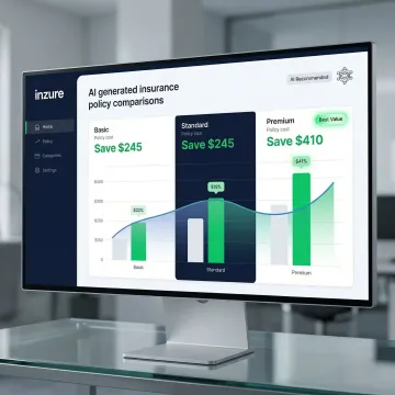 AI dashboard displaying insurance policy cost comparison and savings breakdown