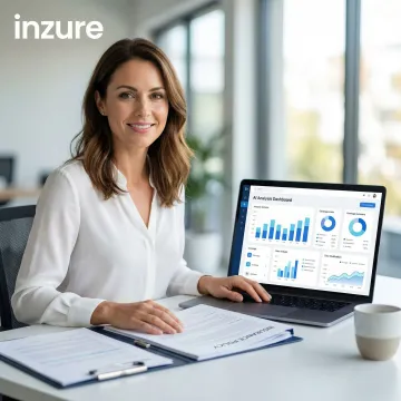 AI-powered insurance policy review and analysis dashboard on a laptop screen