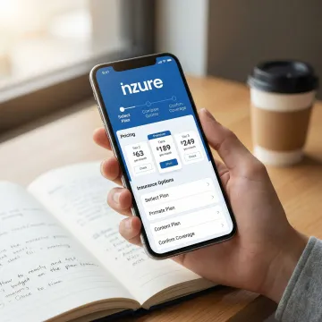 Step-by-step insurance comparison process shown on a smartphone screen