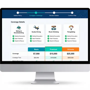 Step-by-step insurance comparison process shown on a digital platform interface