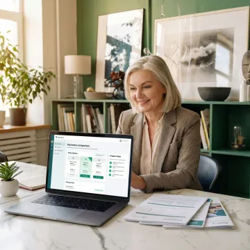 Step-by-step insurance comparison process illustrated on a laptop screen