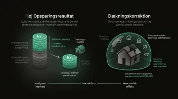 Inzure AI platform dashboard analyzing Danish home insurance policy savings results
