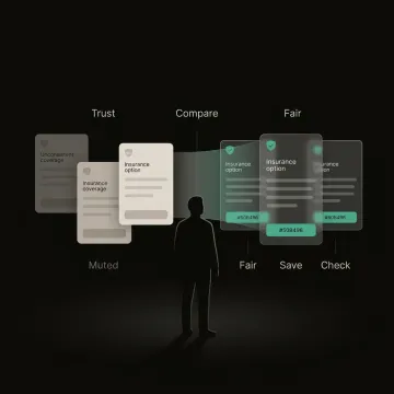 AI-powered travel insurance comparison dashboard showing ratings and coverage details