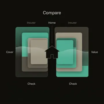 Person comparing home insurance quotes side-by-side on a laptop using Inzure's AI platform