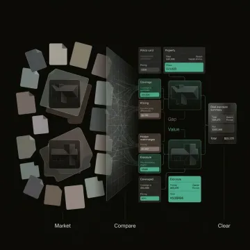 Step-by-step insurance comparison process shown on a digital dashboard