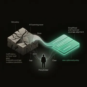 Person reviewing insurance policy documents with AI-powered guidance on a laptop screen