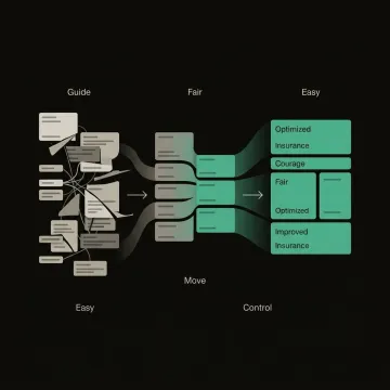 Step-by-step insurance switching process illustrated on a mobile and desktop interface