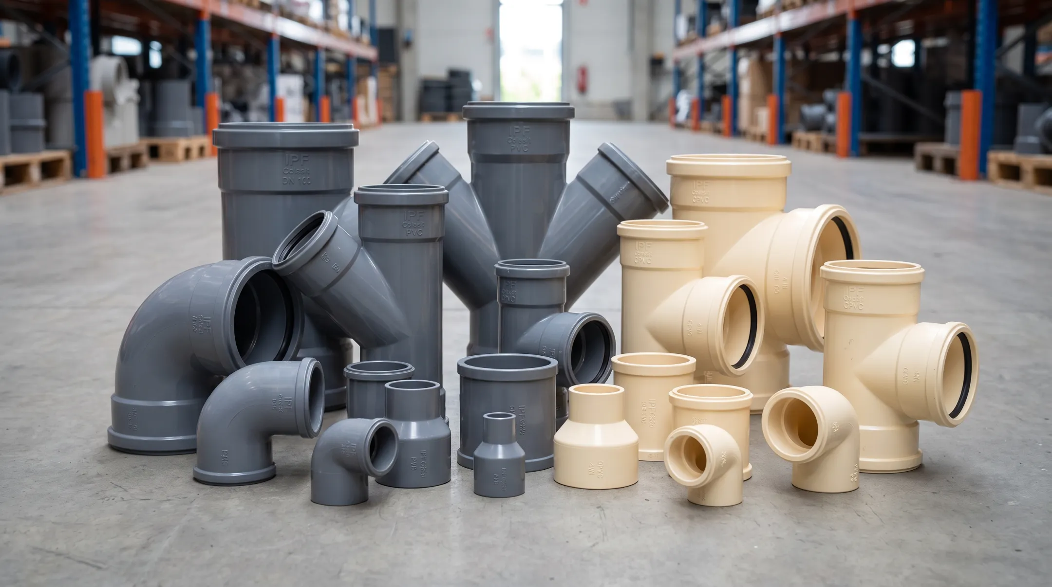 IPF Colasit PVC and CPVC fitting lineup including elbows tees and reducers