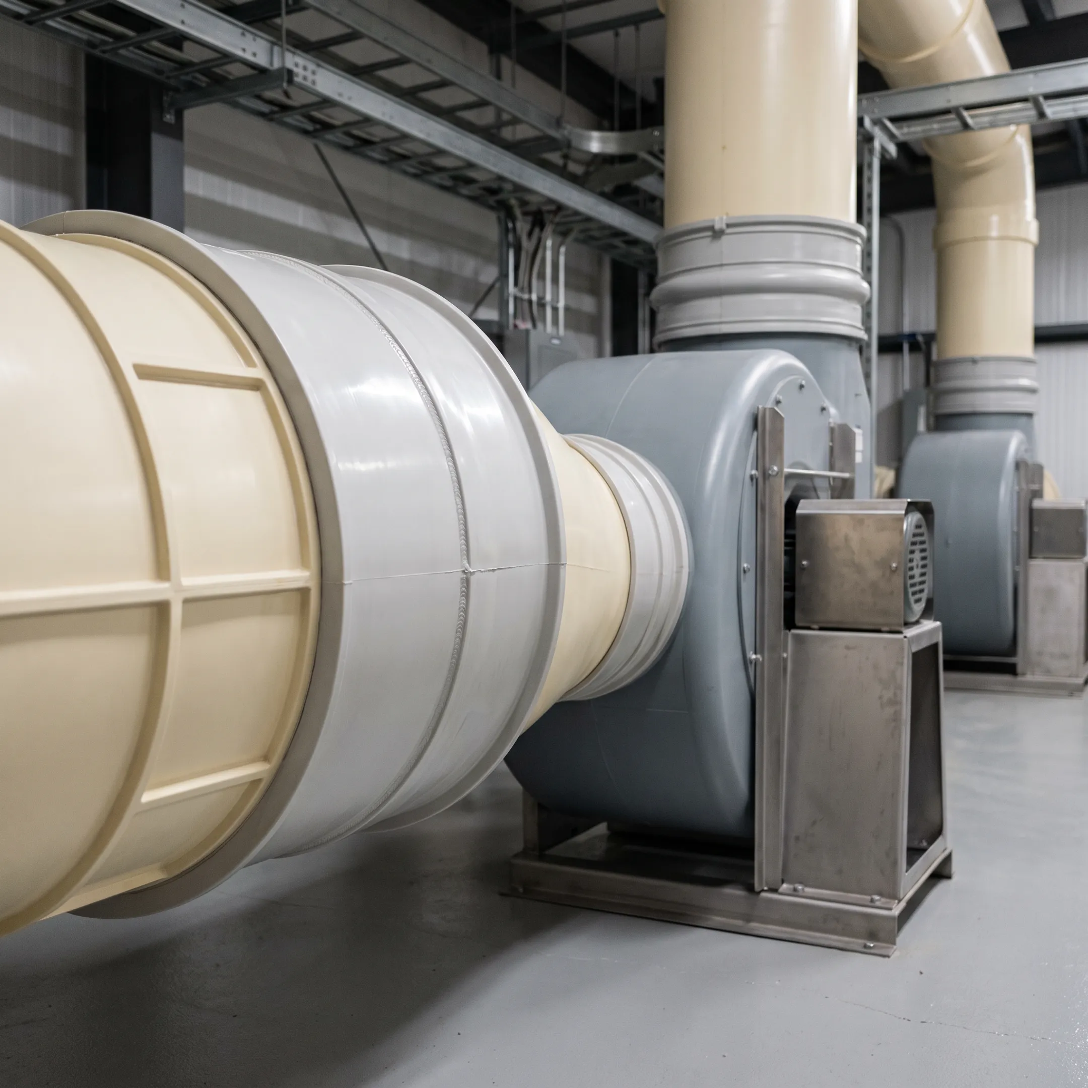 Industrial ventilation ductwork with PVC coupling