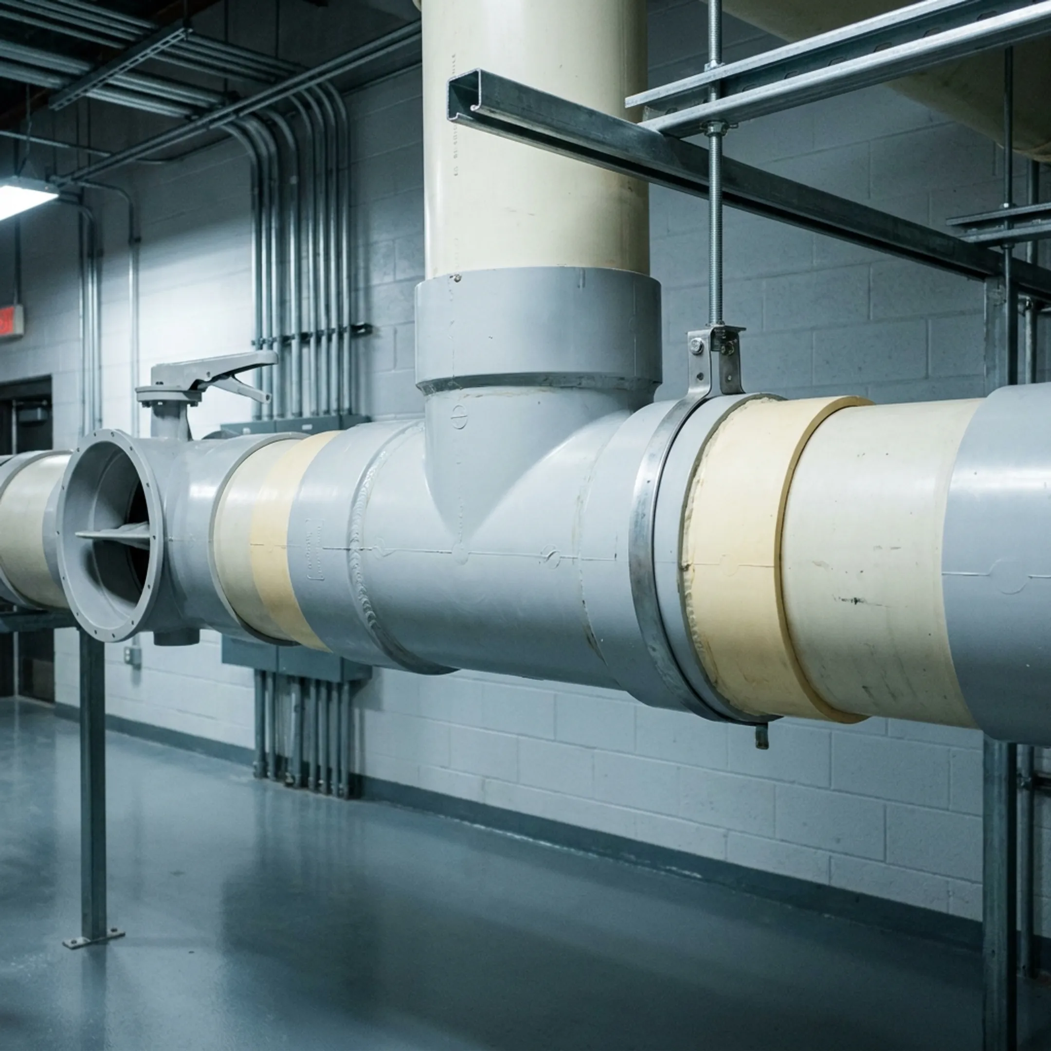 Industrial air handling system with PVC fittings
