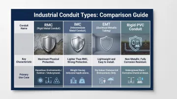 Industrial conduit type comparison chart by environment and mechanical protection rating