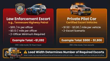 Oversize load escort cost comparison law enforcement versus private pilot car rates