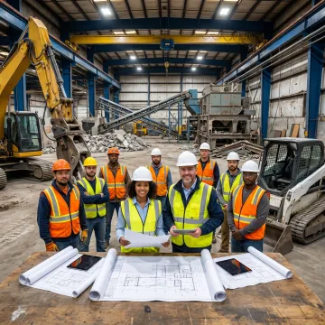 Industrial team planning plant decommissioning work
