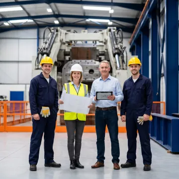 Industrial team planning a plant relocation project
