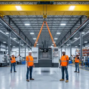 Crane rigging operation at an industrial facility