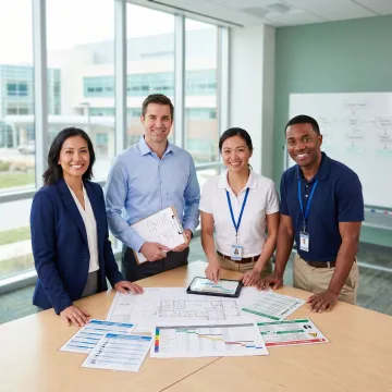 Healthcare relocation planning meeting with project team