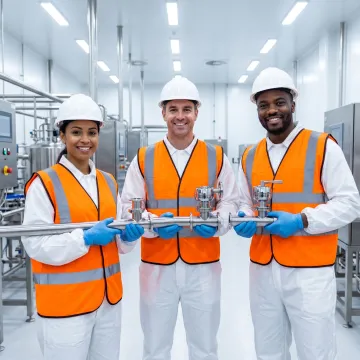 Contractors installing stainless sanitary piping systems