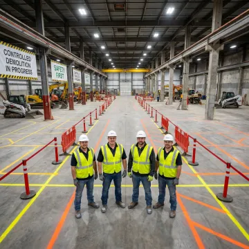 Industrial site prepared for demolition work