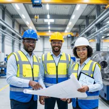 Industrial team planning a heavy equipment move