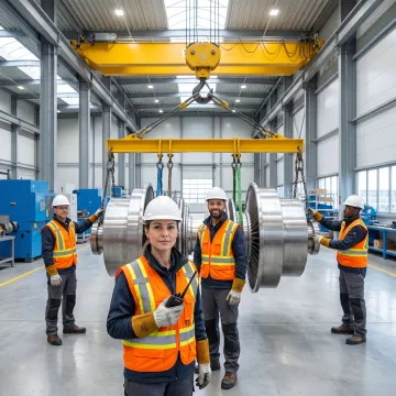 Rigging crew coordinating an industrial equipment lift