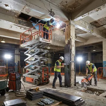 Industrial facility restoration work in progress