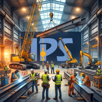 Industrial construction crew working at a manufacturing facility