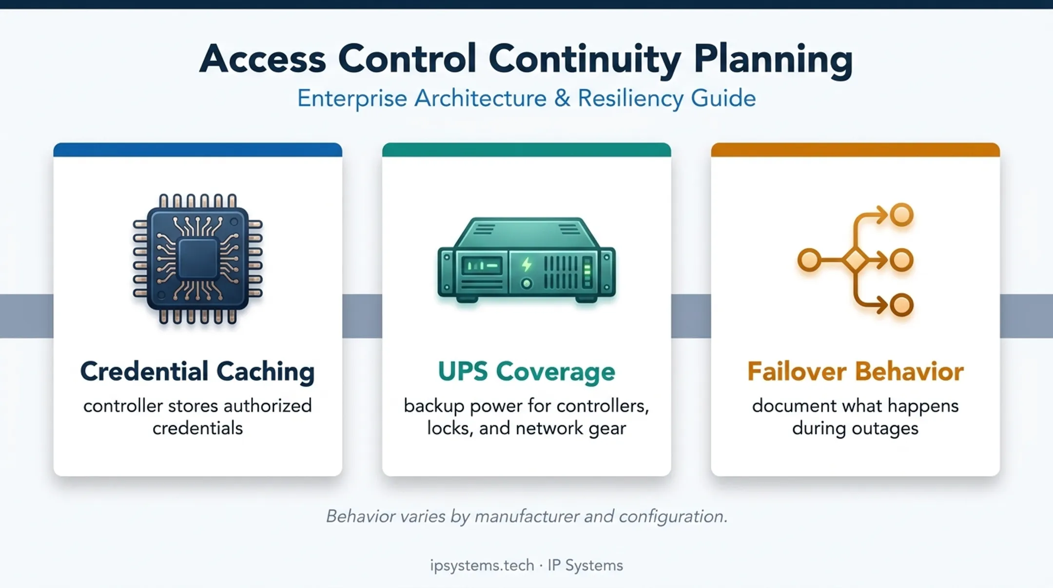 IP access control network outage continuity planning factors