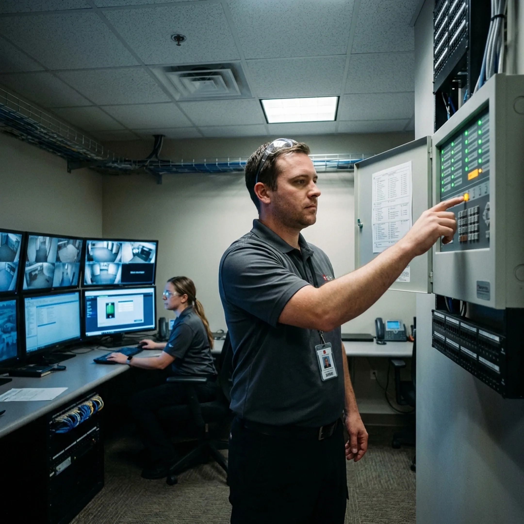 Integrated fire alarm and security monitoring system in a commercial facility