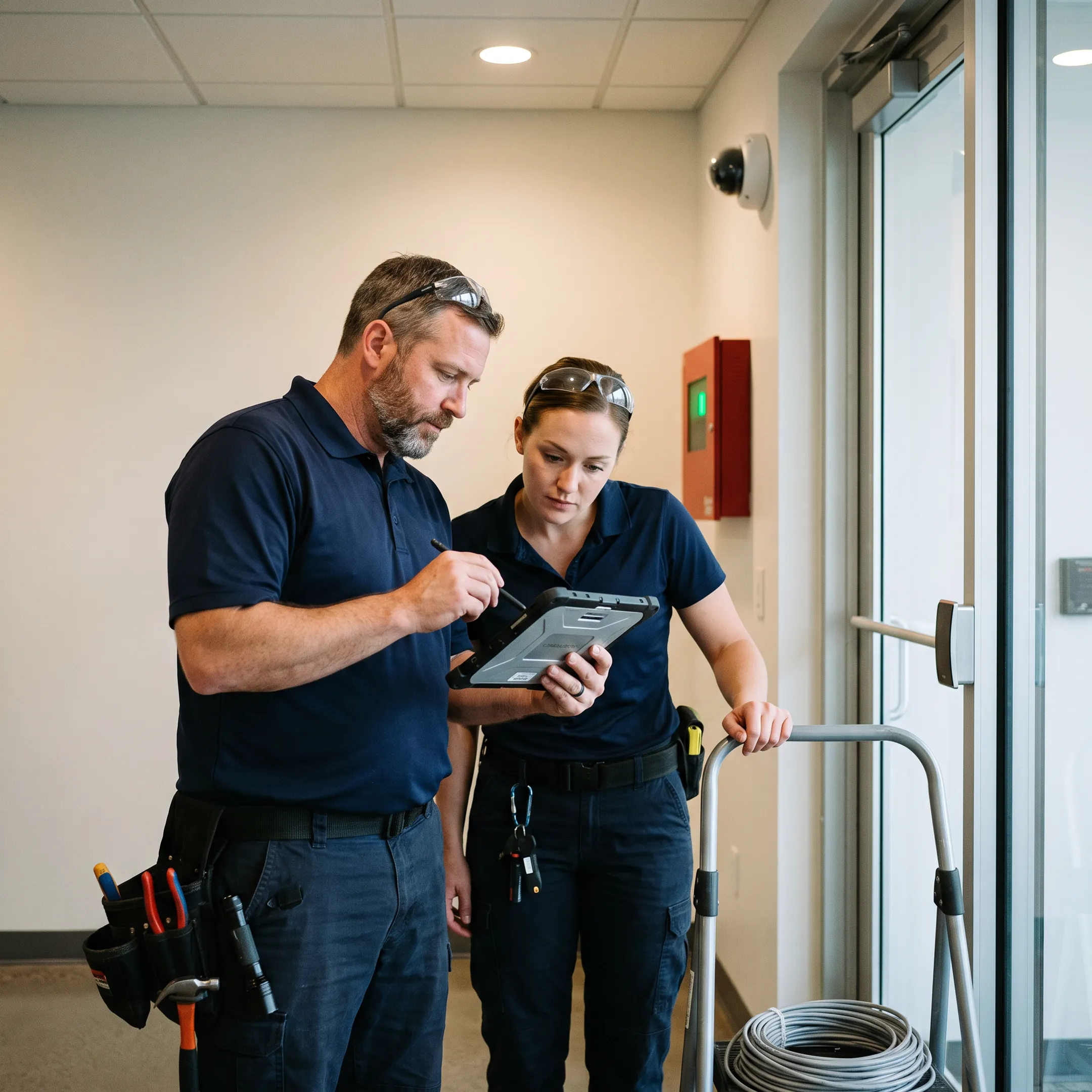 Integrated fire protection and security systems in a commercial facility
