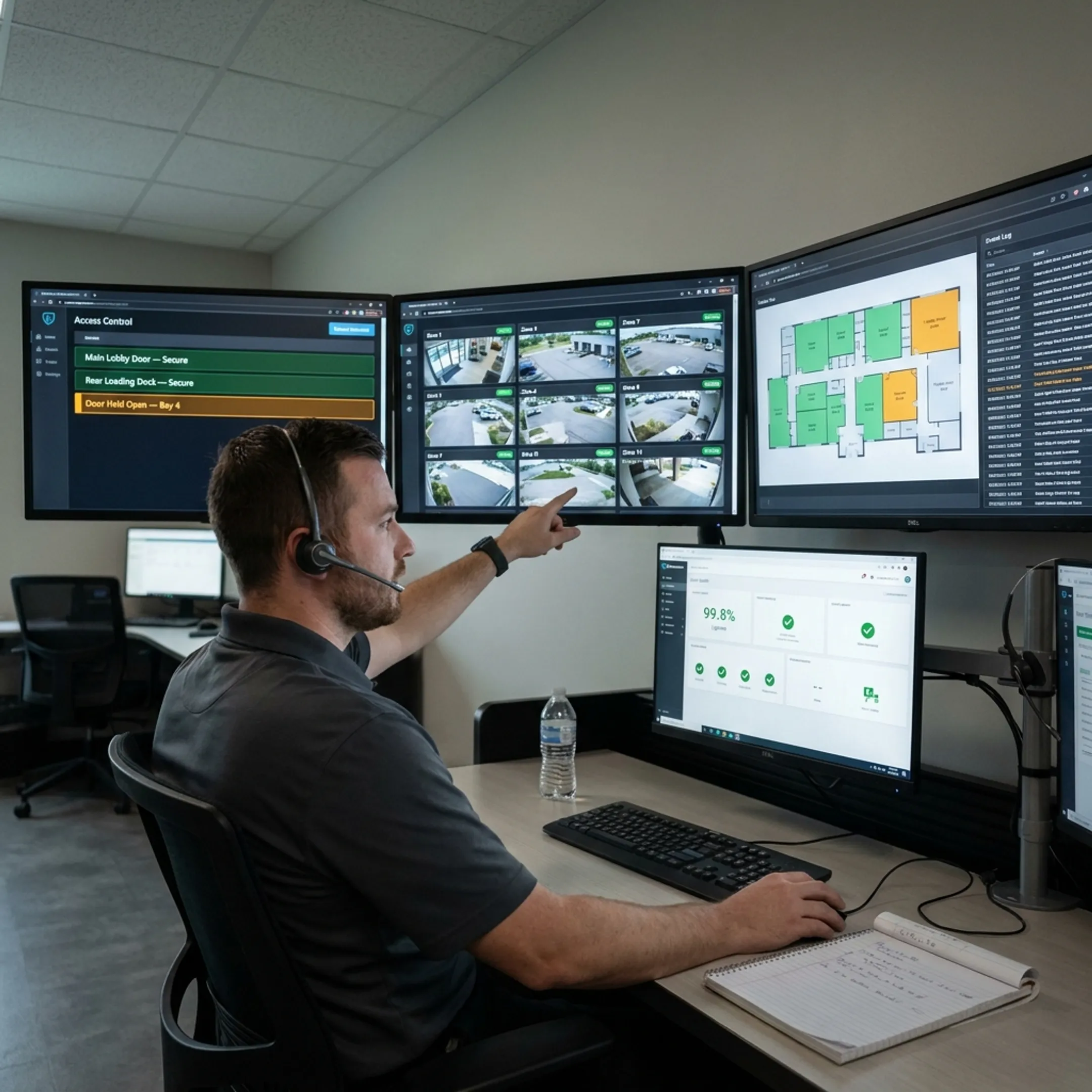 Integrated commercial fire and security control room