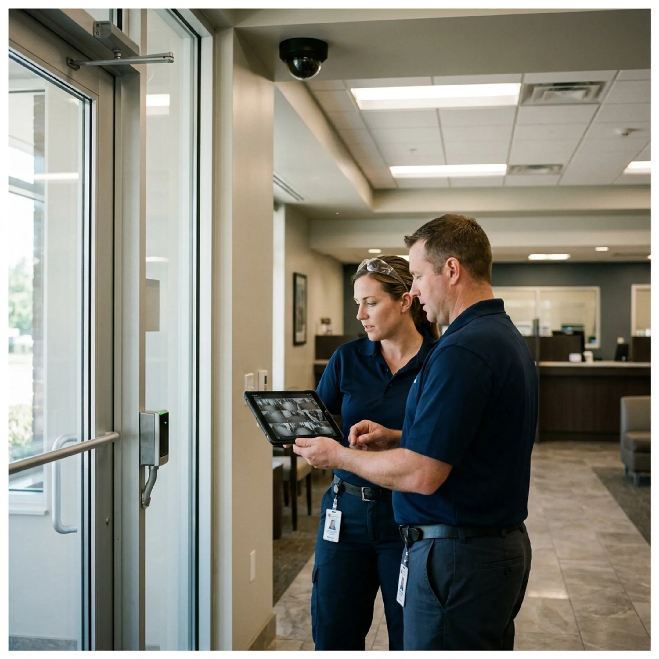 Integrated security technology protecting a bank facility