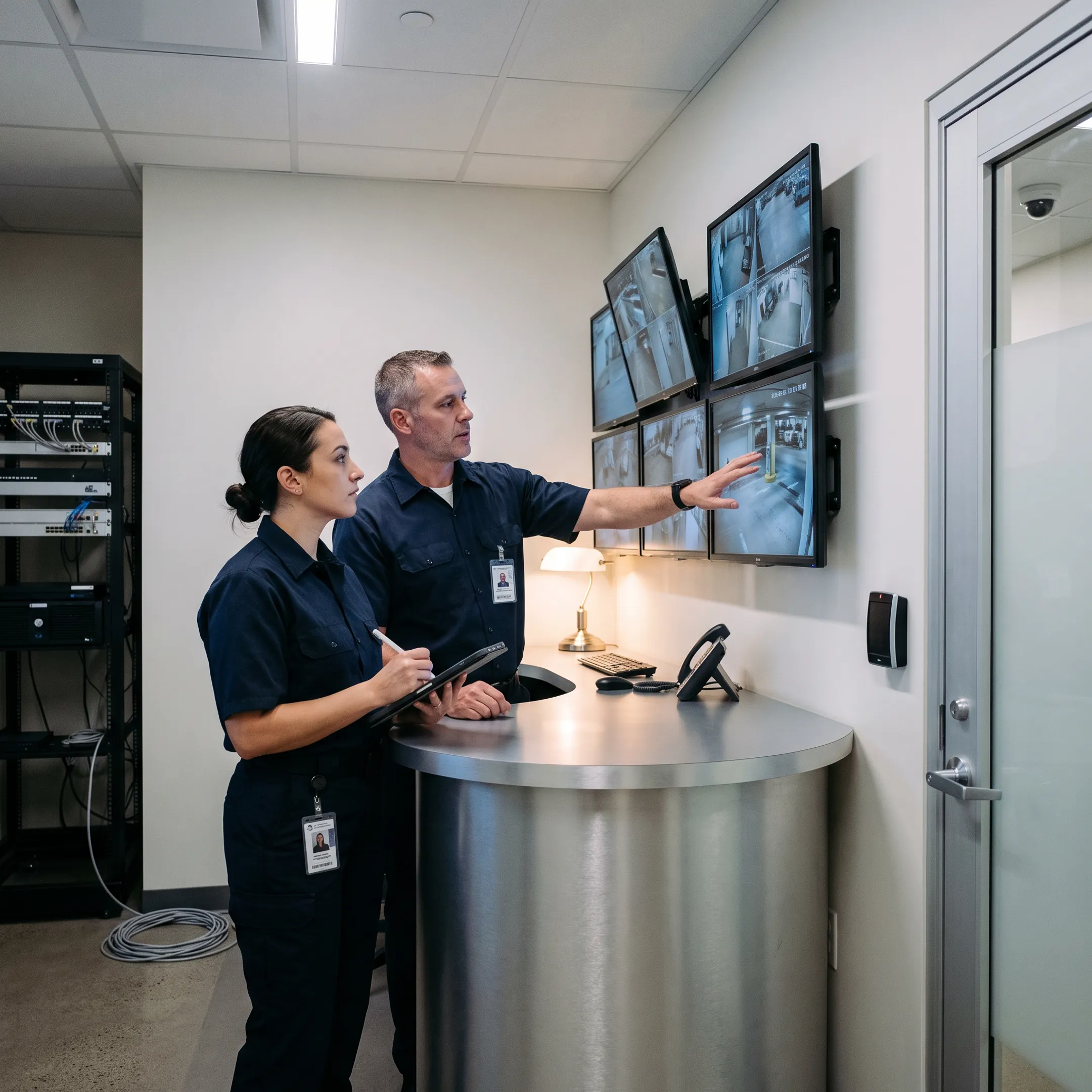 Security camera system monitoring a government facility