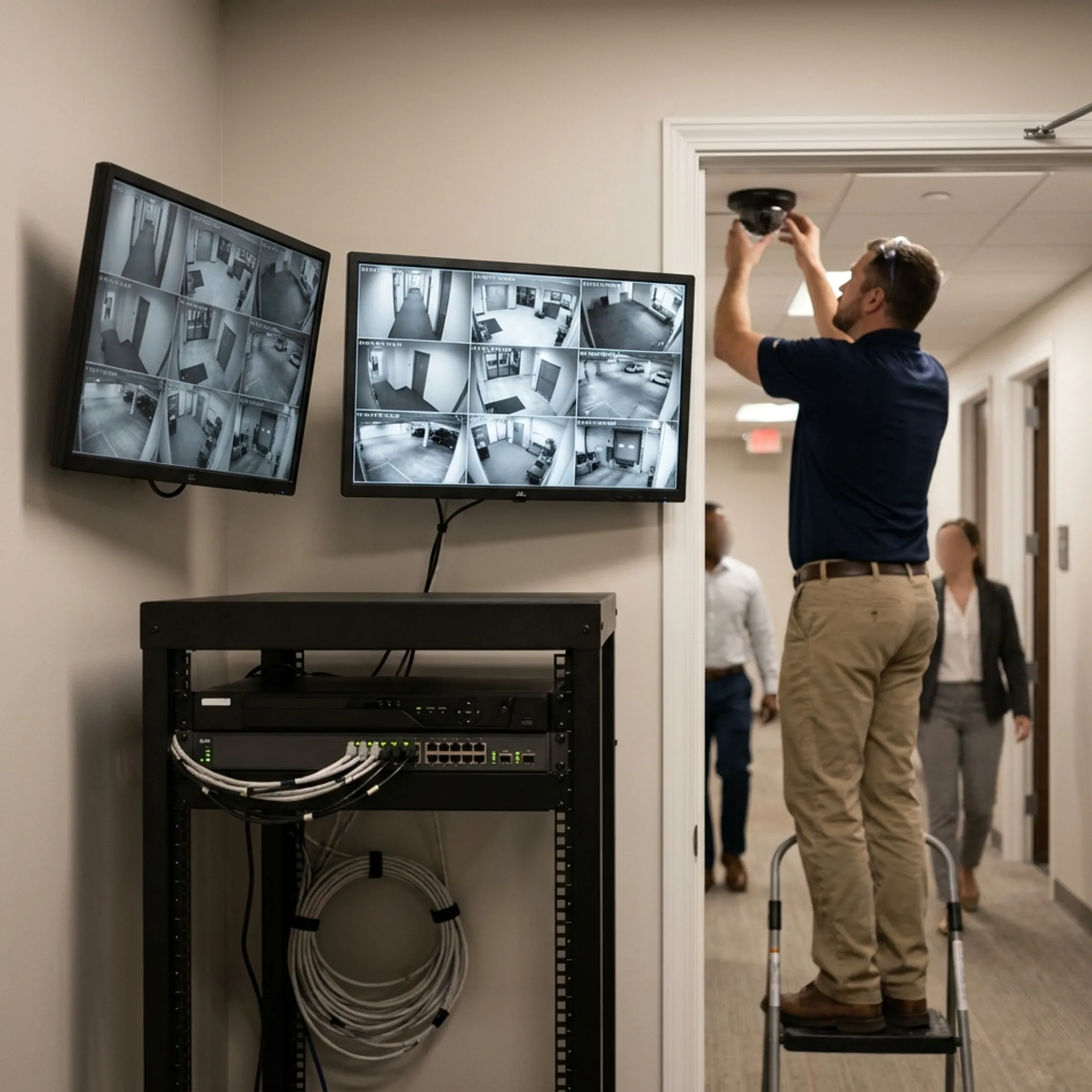Digital video surveillance system installed in a commercial facility