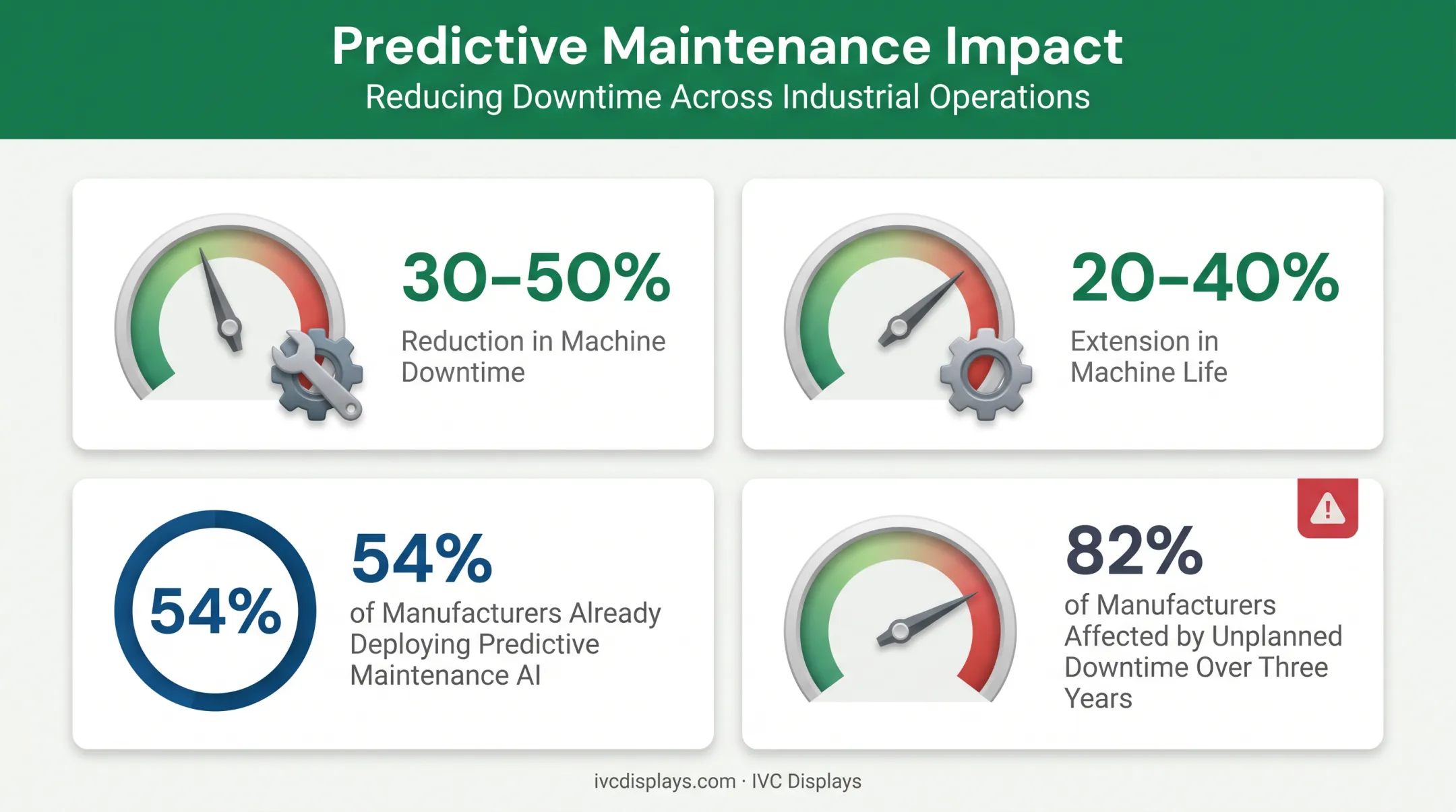 Predictive maintenance downtime reduction statistics for manufacturers