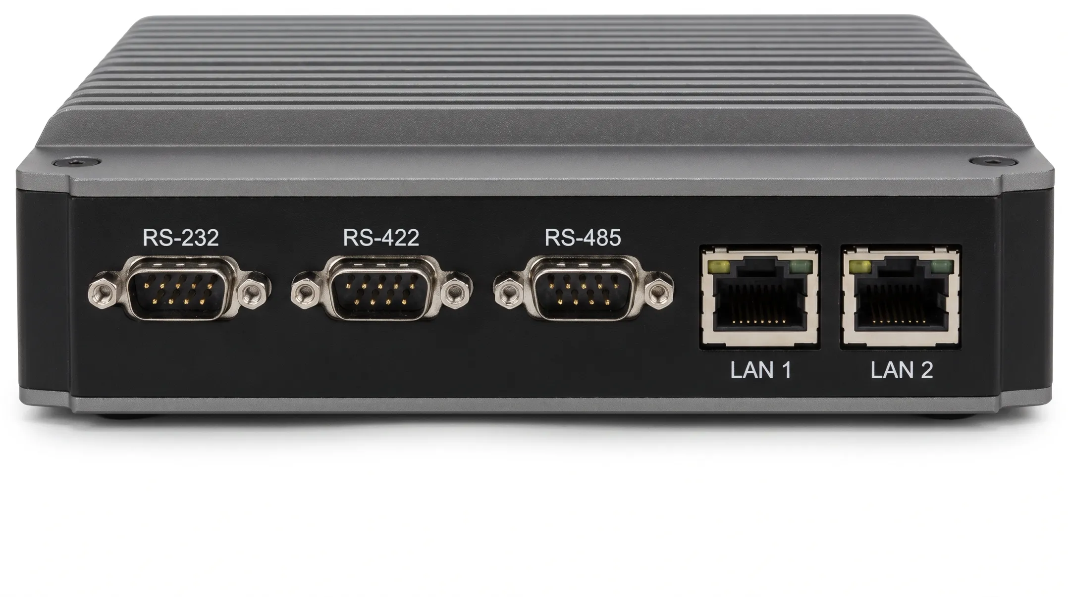 Industrial computer display showing supported communication protocol connections and ports