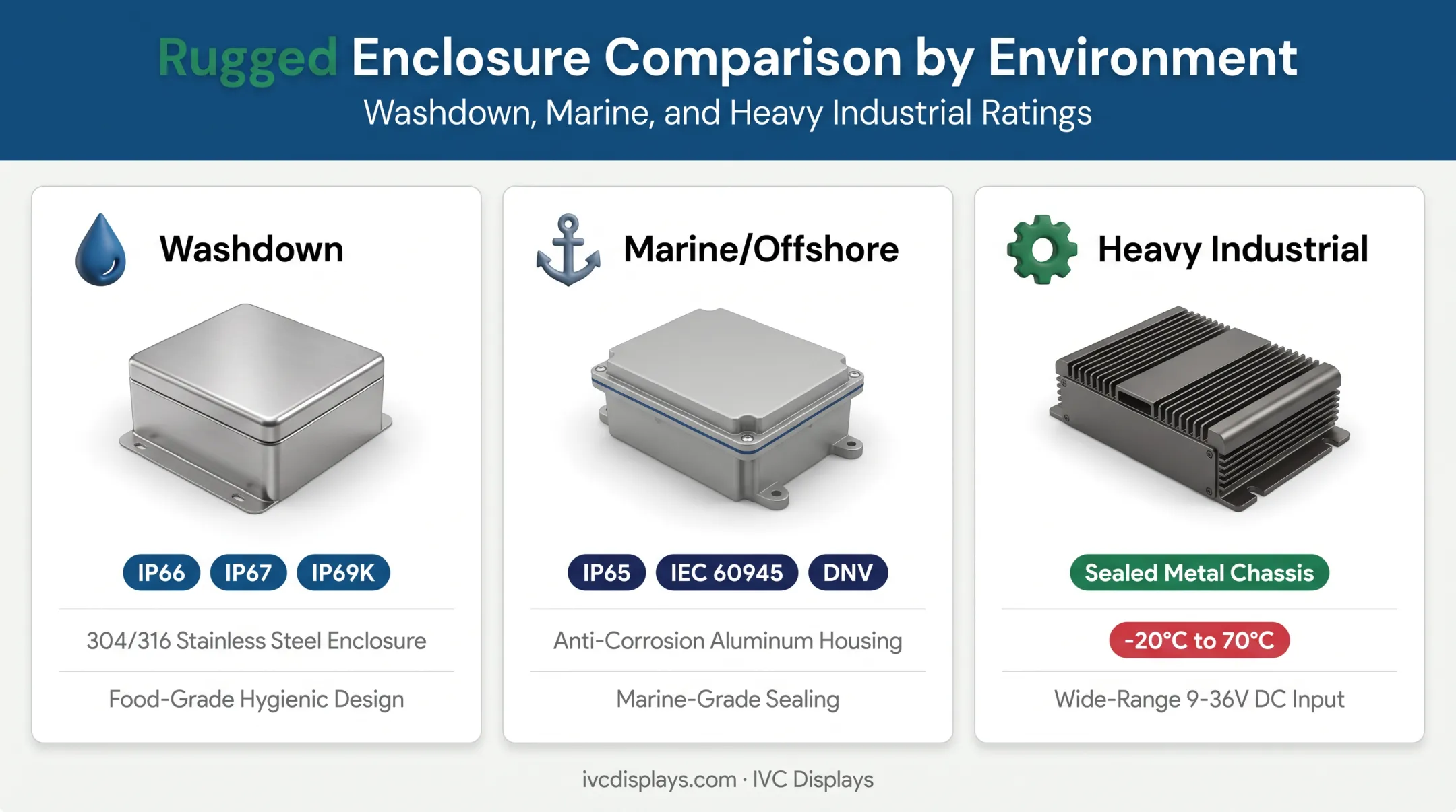 NEMA IP rated OIT enclosures comparison for washdown marine and industrial use