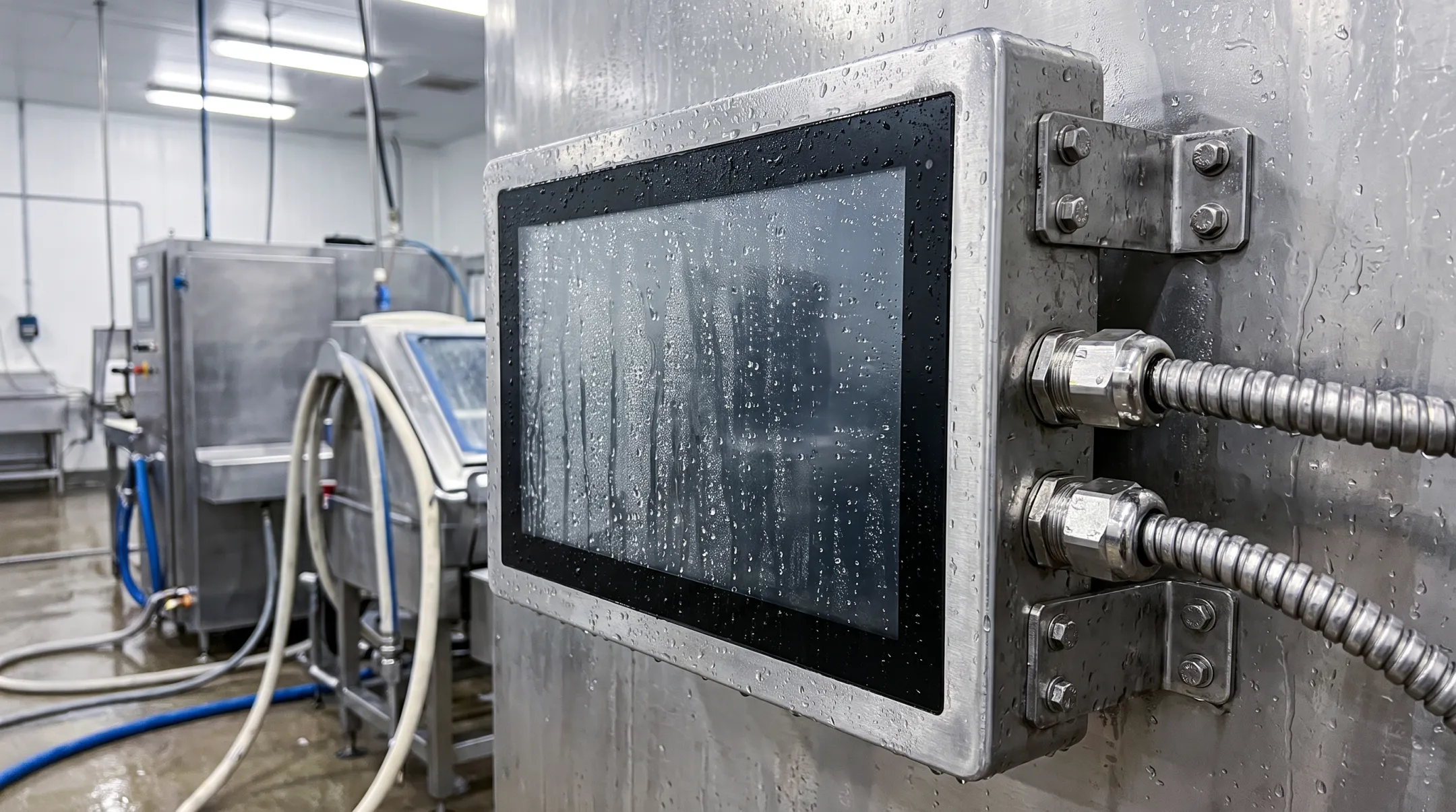 Stainless steel washdown-rated industrial computer for food processing environments