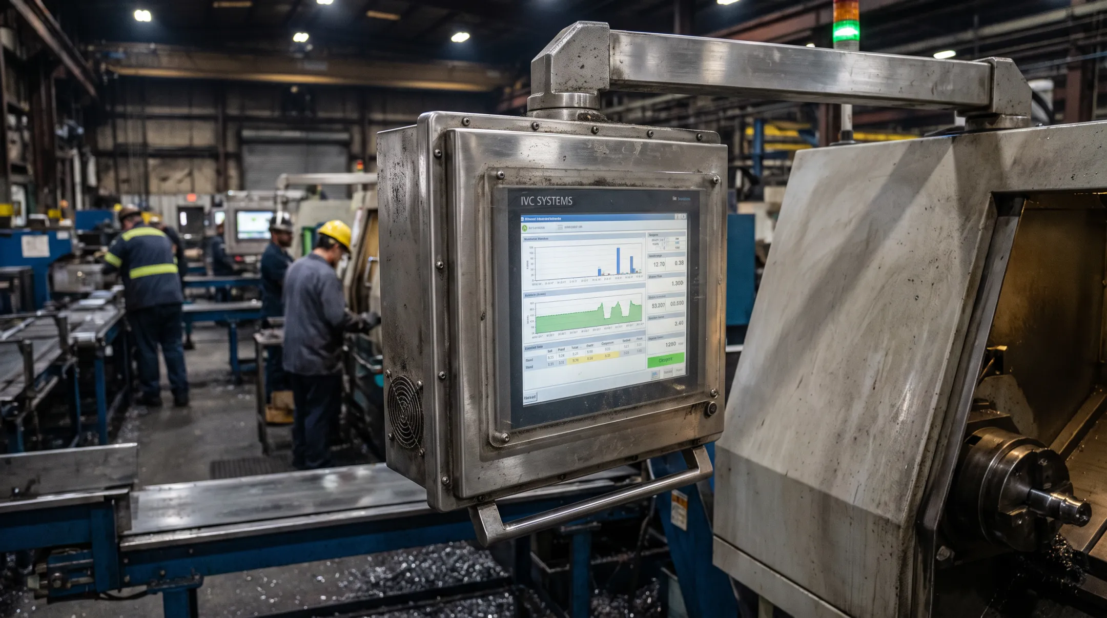 IVC rugged panel PC installed on industrial manufacturing production floor