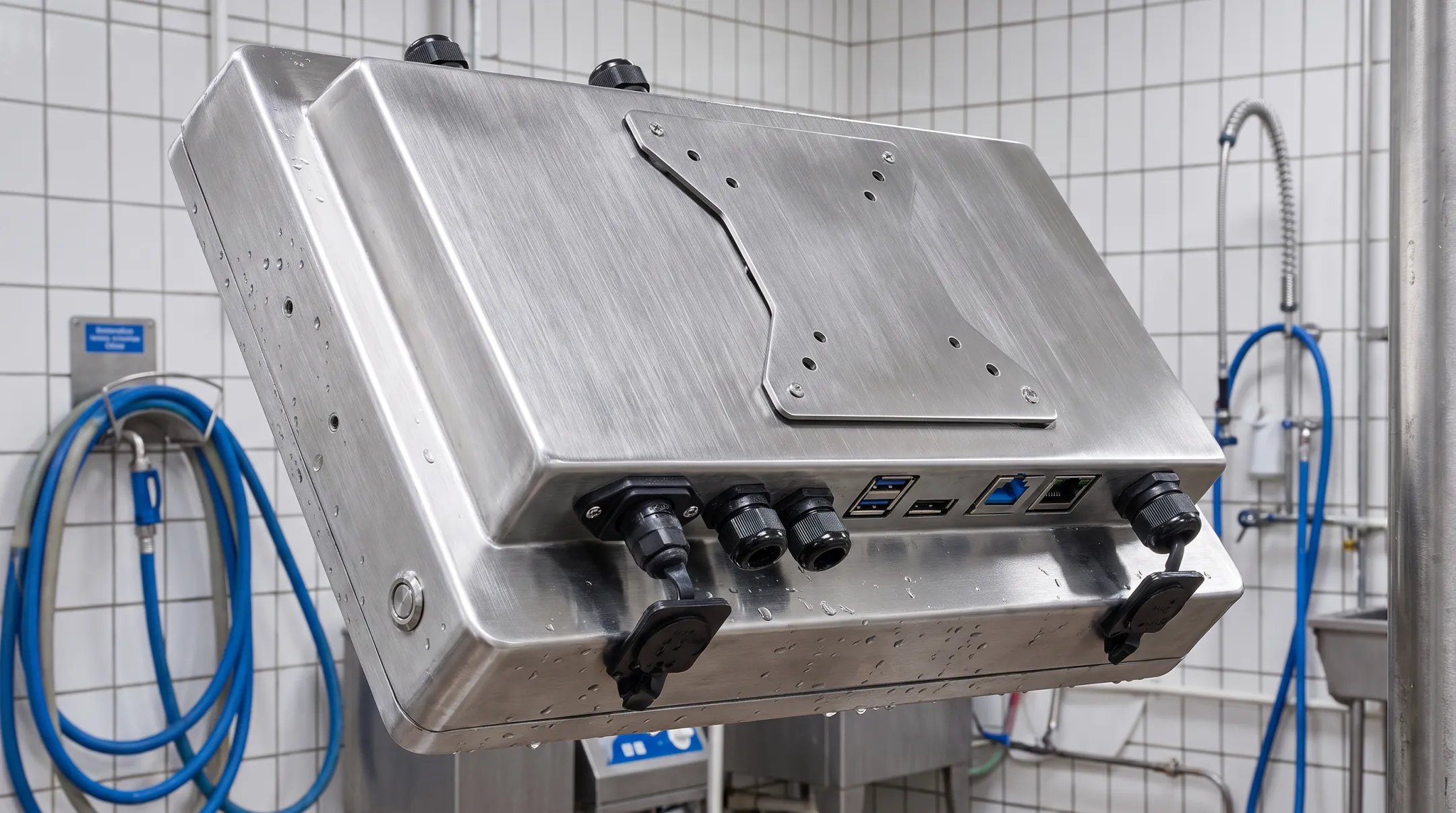 Stainless steel waterproof industrial panel PC with sealed M12 connectors