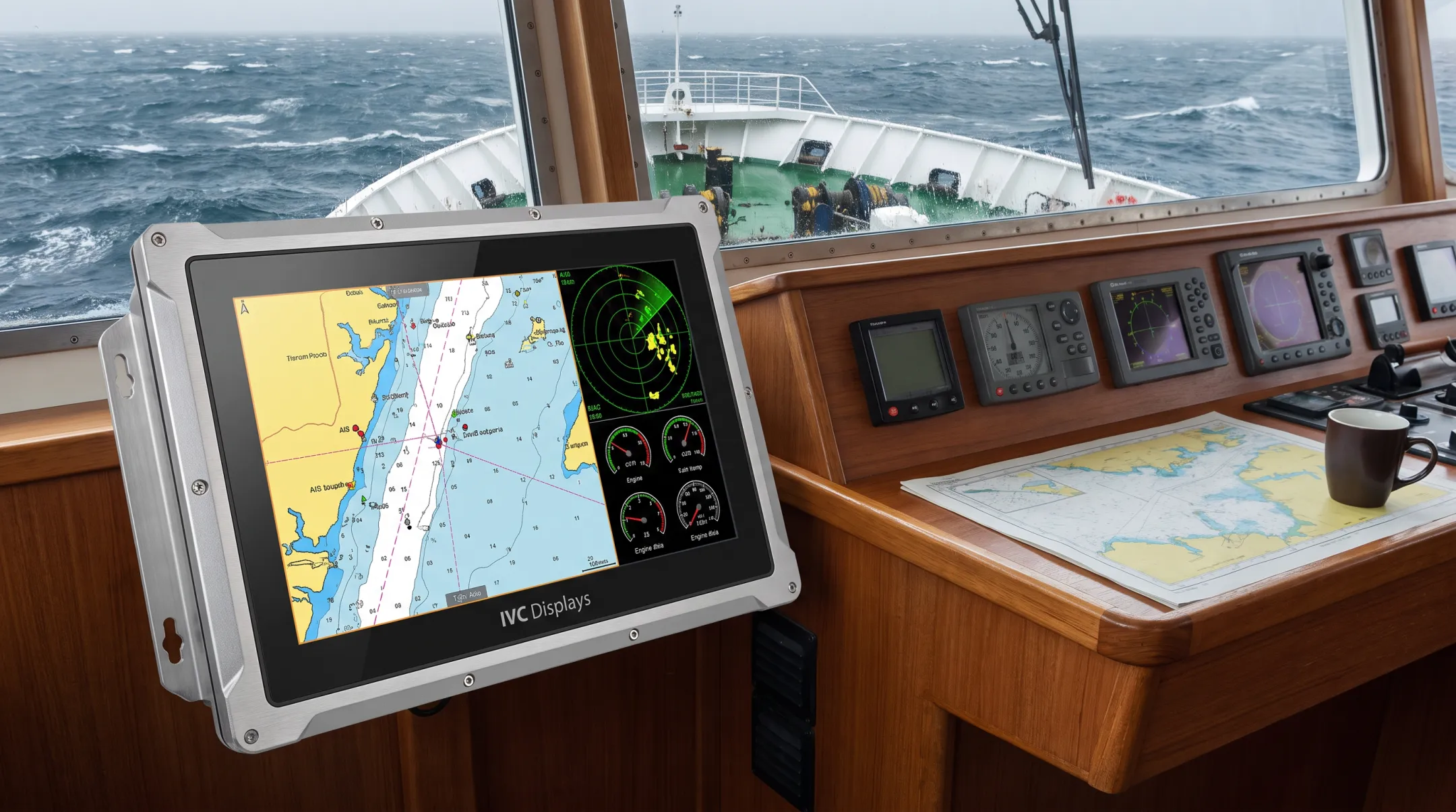 Marine grade panel PC installed for vessel navigation and engine monitoring
