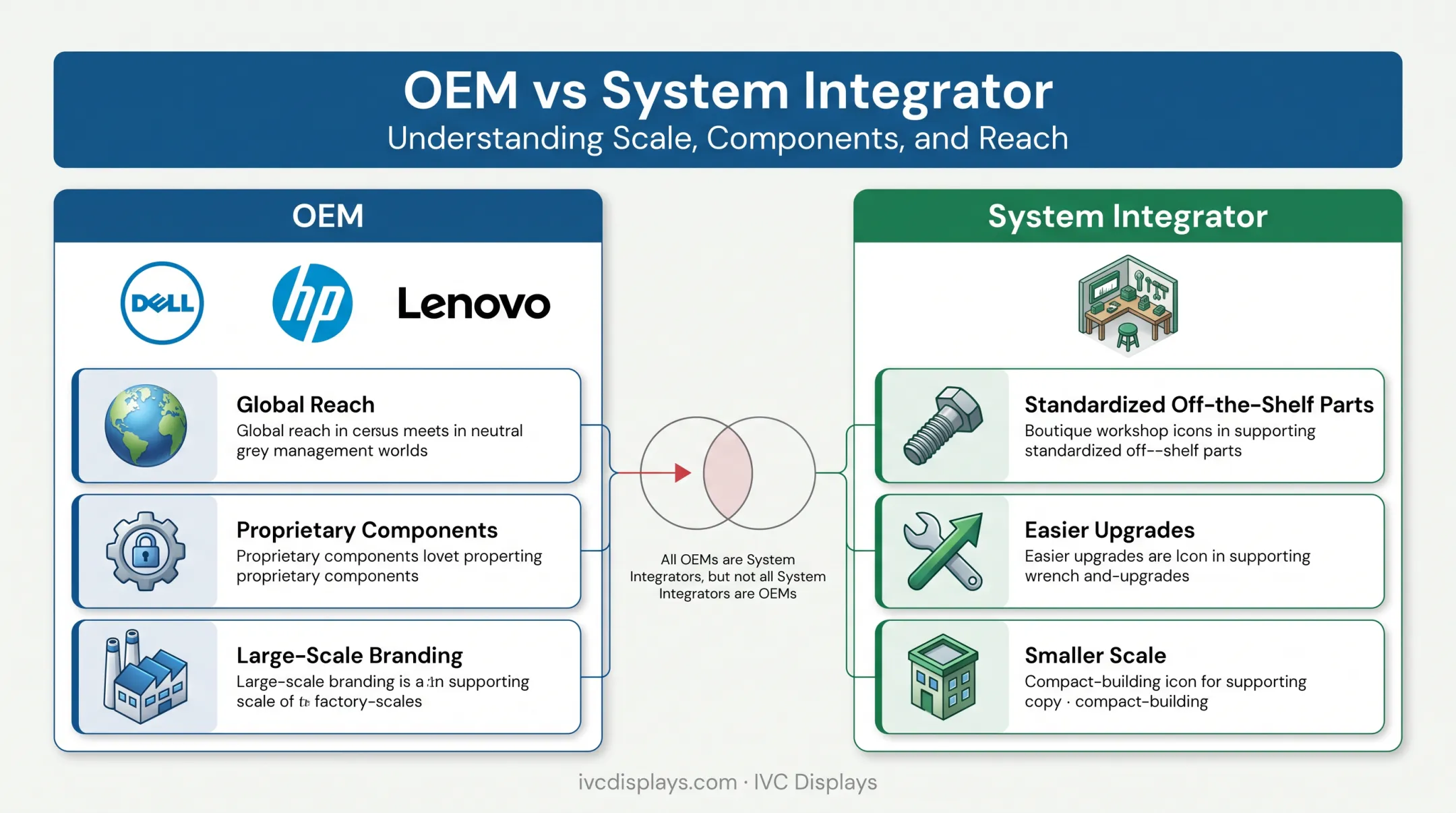 OEM versus system integrator company scale and component differences chart